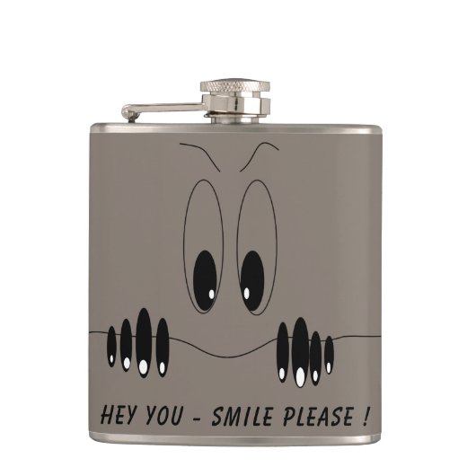 Funny Eyes Flask Lächeln mit benutzerdefinierter F Flachmann (Vorderseite)
