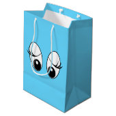 Funny Eyes Geschenktasche wählen Farbe Mittlere Geschenktüte (Rückseite Schrägansicht)