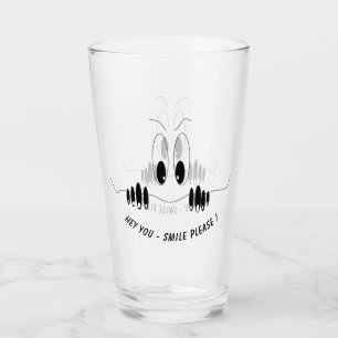 Funny Eyes Glass Smile - Benutzerdefinierter Text Glas