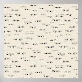 Funny eyes ink zeichne feines Kunstmuster Poster