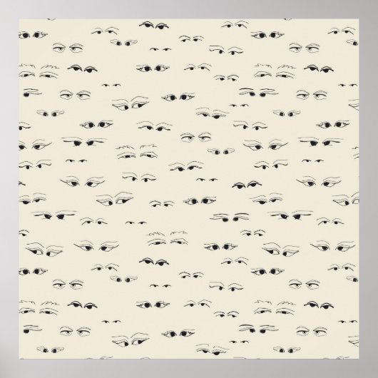 Funny eyes ink zeichne feines Kunstmuster Poster (Vorne)