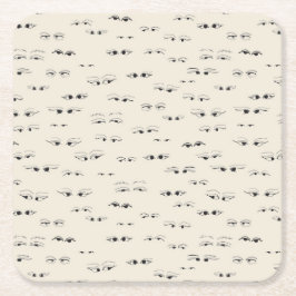 Funny eyes ink zeichne feines Kunstmuster Rechteckiger Pappuntersetzer