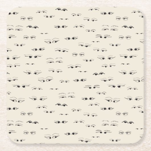 Funny eyes ink zeichne feines Kunstmuster Rechteckiger Pappuntersetzer (Vorderseite)
