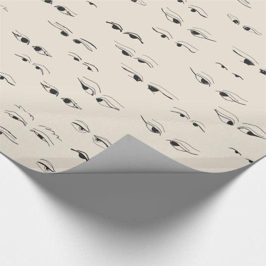 Funny eyes ink zeichnend feines Kunstmuster mädche Geschenkpapier (Ecke)