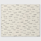 Funny eyes ink zeichnend feines Kunstmuster mädche Geschenkpapier (Flach)