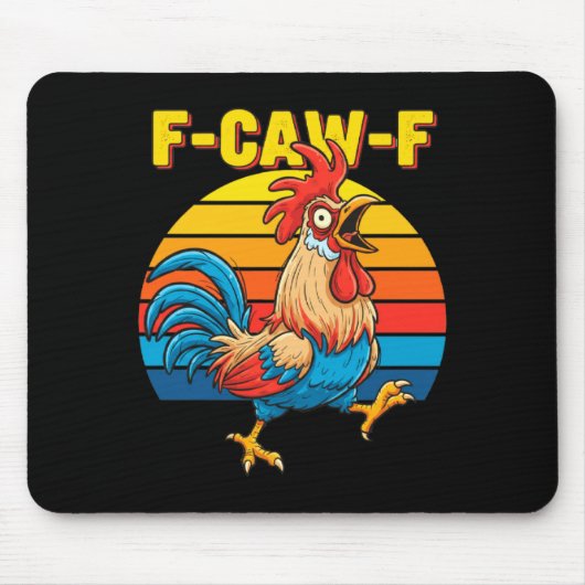 Funny F Awk F Chicken F Caw F Rooster Pun Retro Cl Mousepad (Vorne)