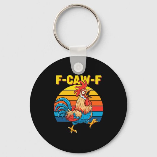 Funny F Awk F Chicken F Caw F Rooster Pun Retro Cl Schlüsselanhänger (Vorderseite)