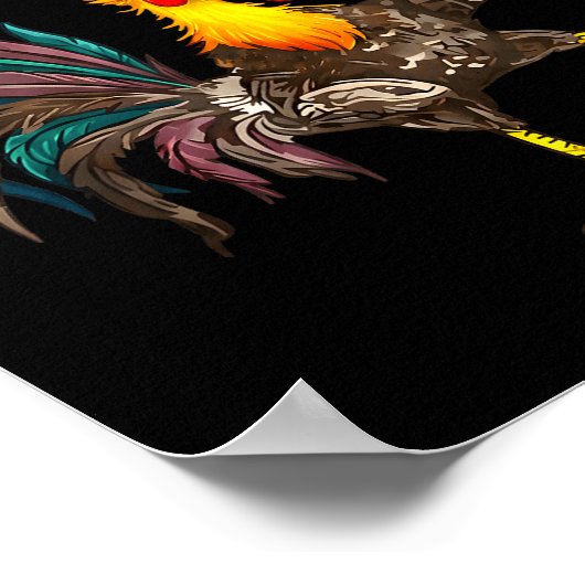 Funny F-awk-f Chicken F-caw-f Rooster Pun Retro  Poster (Ecke)