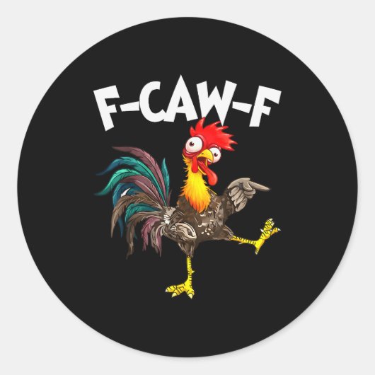 Funny F-awk-f Chicken F-caw-f Rooster Pun Retro  Runder Aufkleber (Vorderseite)