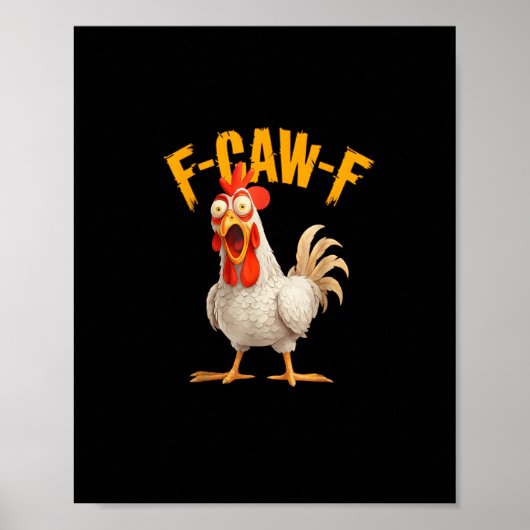 Funny F-Awk-F Chicken F-Caw-F Rooster Pun Retro Vi Poster (Vorne)