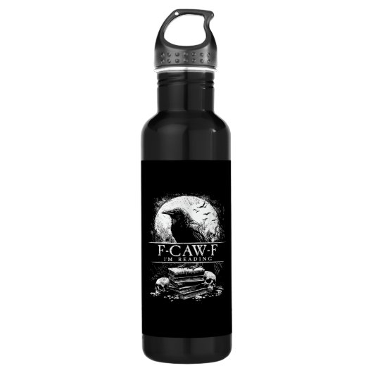 Funny F-Caw-F Books Skulls Gothic Edelstahlflasche (Vorderseite)