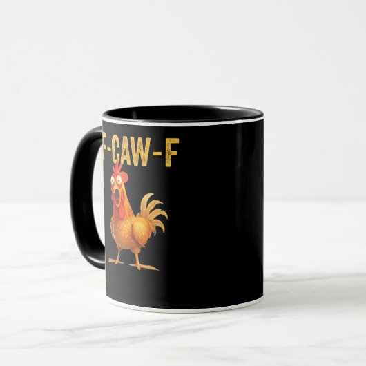 Funny F-Caw-F Chicken Creative Casual Tasse (Vorderseite Links)