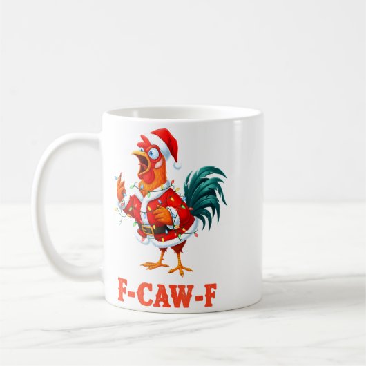 Funny F-caw-f Chicken Humor Santa Rooster Christma Kaffeetasse (Links)