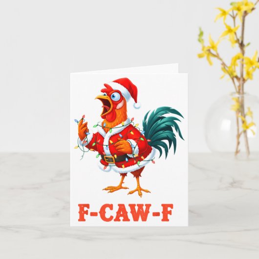 Funny F-caw-f Chicken Humor Santa Rooster Christma Karte (Gelbe Blume)