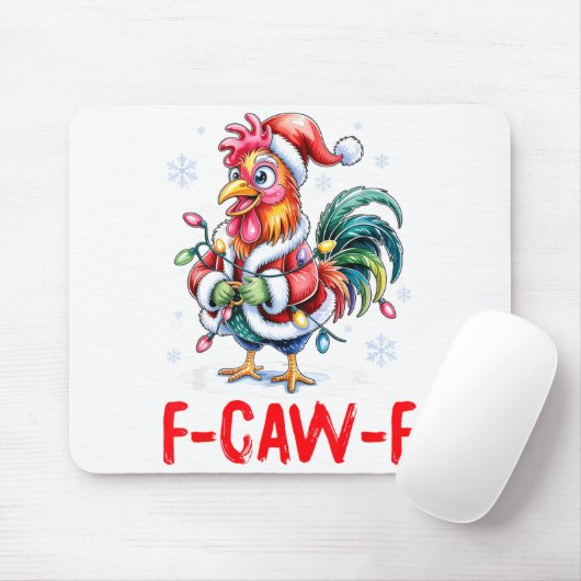 Funny F-caw-f Chicken Humor Santa Rooster Christma Mousepad (Mit Mouse)