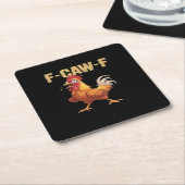 Funny F-Caw-F Chicken Retro Style Rechteckiger Pappuntersetzer (angewinkelt)