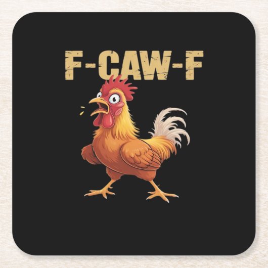 Funny F-Caw-F Chicken Retro Style Rechteckiger Pappuntersetzer (Vorderseite)