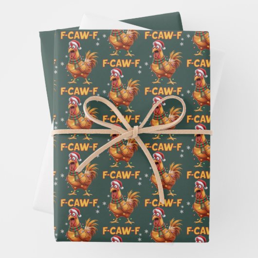 Funny F Caw F Chicken Weihnachtsschreie Rooster Geschenkpapier Set (Beispiel)