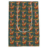 Funny F Caw F Chicken Weihnachtsschreie Rooster Mittlere Geschenktüte (Rückseite)