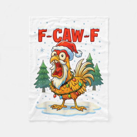 Funny F-caw-f Christmas Chicken Xmas Lights Santa Fleecedecke (Vorderseite)