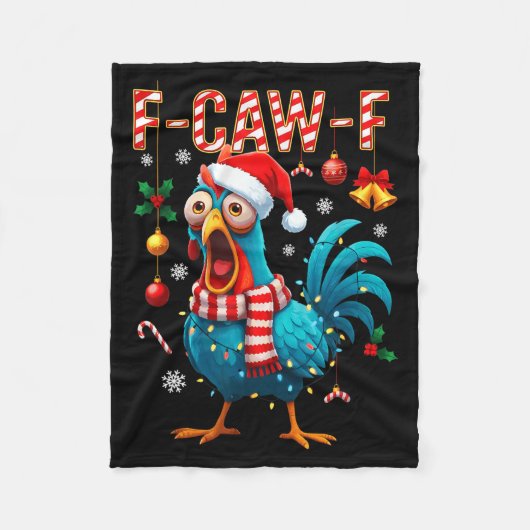 Funny F-caw-f Christmas Chicken Xmas Lights Santa Fleecedecke (Vorderseite)