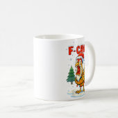 Funny F-caw-f Christmas Chicken Xmas Lights Santa Kaffeetasse (VorderseiteRechts)