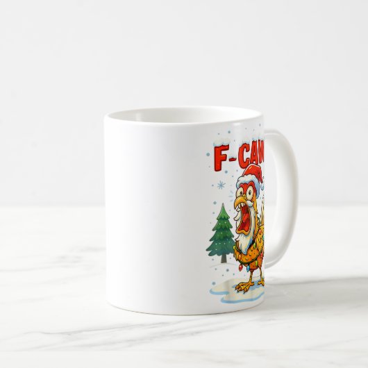 Funny F-caw-f Christmas Chicken Xmas Lights Santa Kaffeetasse (VorderseiteRechts)