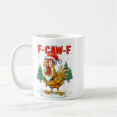 Funny F-caw-f Christmas Chicken Xmas Lights Santa Kaffeetasse (Links)