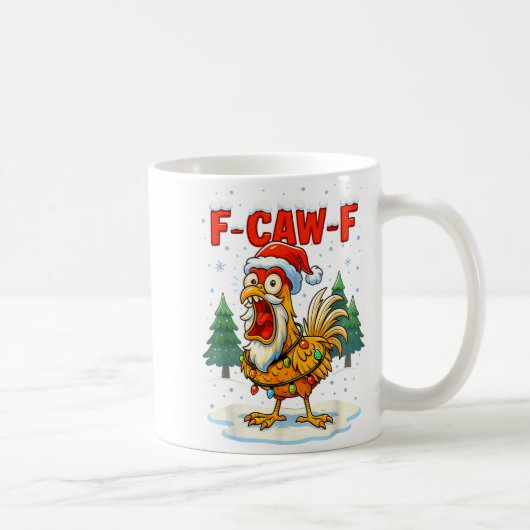 Funny F-caw-f Christmas Chicken Xmas Lights Santa Kaffeetasse (Rechts)