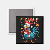 Funny F-caw-f Christmas Chicken Xmas Lights Santa Magnet (Vorderseite/Rückseite)