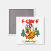 Funny F-caw-f Christmas Chicken Xmas Lights Santa Magnet (Vorderseite/Rückseite)