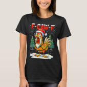 Funny F-caw-f Christmas Chicken Xmas Lights Santa  T-Shirt (Vorderseite)