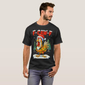 Funny F-caw-f Christmas Chicken Xmas Lights Santa  T-Shirt (Vorne ganz)