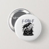 Funny F-Caw-F Crow Funny Halloween Retro Classic Button (Vorne & Hinten)