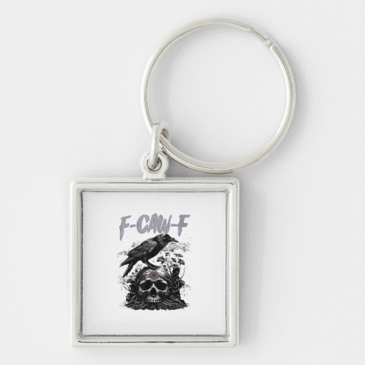 Funny F-Caw-F Crow Funny Halloween Retro Classic Schlüsselanhänger (Vorne)