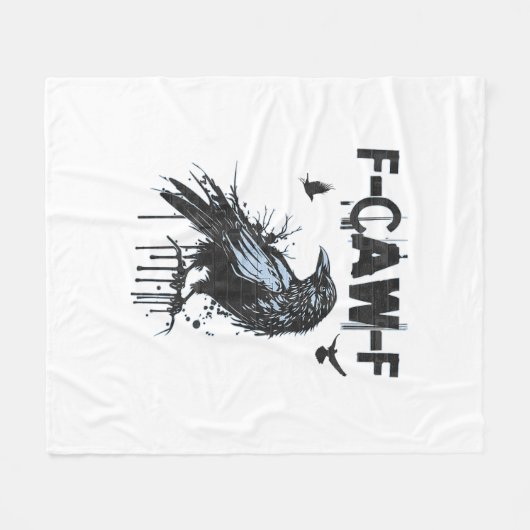 Funny F-Caw-F Crow Grunge Humor Graphic Fleecedecke (Vorderseite (Horizontal))
