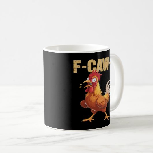 Funny F-Caw-F Crow Humor Gothic Kaffeetasse (VorderseiteRechts)