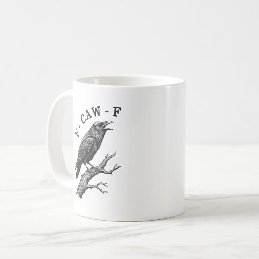 Funny F-Caw-F Crow Raven Pun  Kaffeetasse (Vorderseite Links)