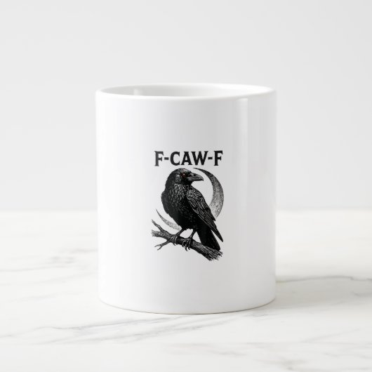 Funny F-Caw-F Crow Retro Graphic Jumbo-Tasse (Vorderseite)