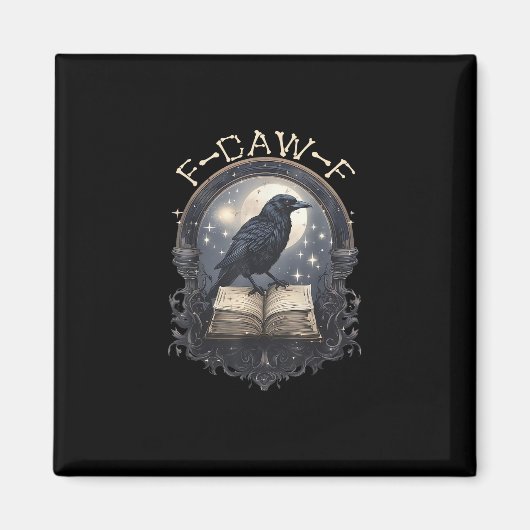 Funny F-Caw-F Raven Bird Saying Graphic Retro Clas Magnet (Vorne)
