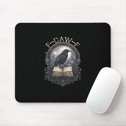 Funny F-Caw-F Raven Bird Saying Graphic Retro Clas Mousepad (Mit Mouse)
