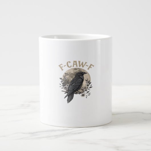 Funny F Caw F Raven Bird Saying Graphic Style Jumbo-Tasse (Vorderseite)