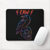 Funny F Caw F Raven Skull Gothic Graphic Halloween Mousepad (Mit Mouse)