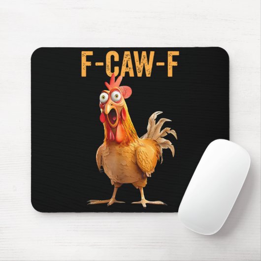 Funny F-caw-f Rooster Chicken Meme Chicken Farm Wo Mousepad (Mit Mouse)