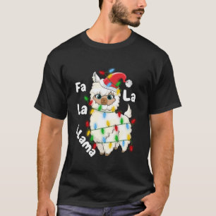 Funny Fa La Llama Xmas Lighting Santa Llama Chr T-Shirt