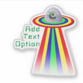 Funny Face Alien Rainbow Spaceship Aufkleber (Vorderseite)