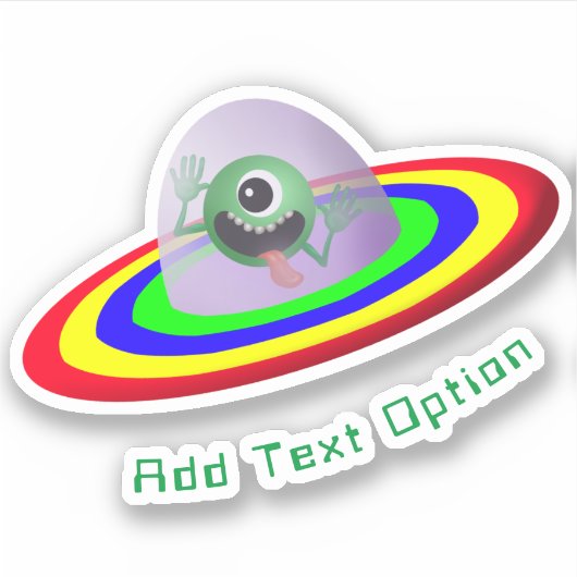 Funny Face Alien Spaceship Aufkleber (Vorderseite)