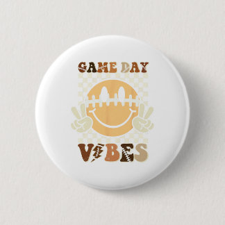 Funny Face American Football Game Day Vibes Sport Button