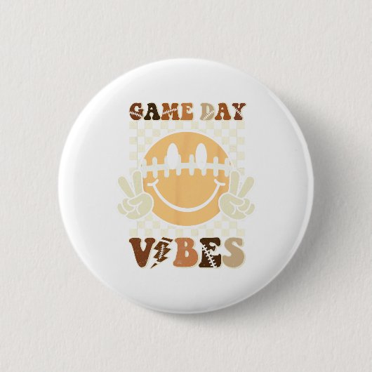 Funny Face American Football Game Day Vibes Sport Button (Vorderseite)