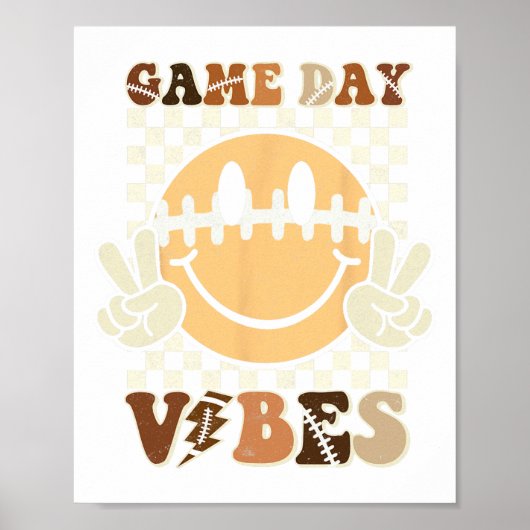 Funny Face American Football Game Day Vibes Sport Poster (Vorne)